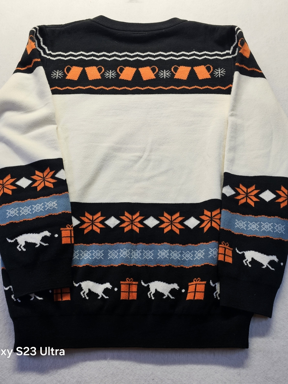 Men's Crewneck Sweater - Black/White/Orange - Picture 6 of 6